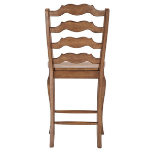 Lea Solid Rubberwood French Ladder Back Counter Stools Set of Two for Kitchen Bar