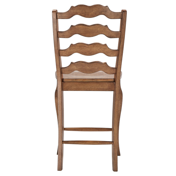 Lea Solid Rubberwood French Ladder Back Counter Stools Set of Two for Kitchen Bar