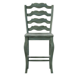 Lea Solid Rubberwood French Ladder Back Counter Stools Set of Two for Kitchen Bar