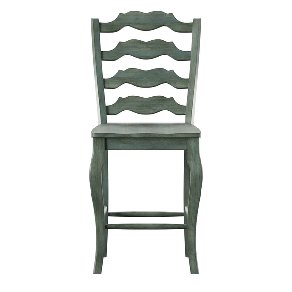 Lea Solid Rubberwood French Ladder Back Counter Stools Set of Two for Kitchen Bar