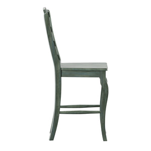 Lea Solid Rubberwood French Ladder Back Counter Stools Set of Two for Kitchen Bar