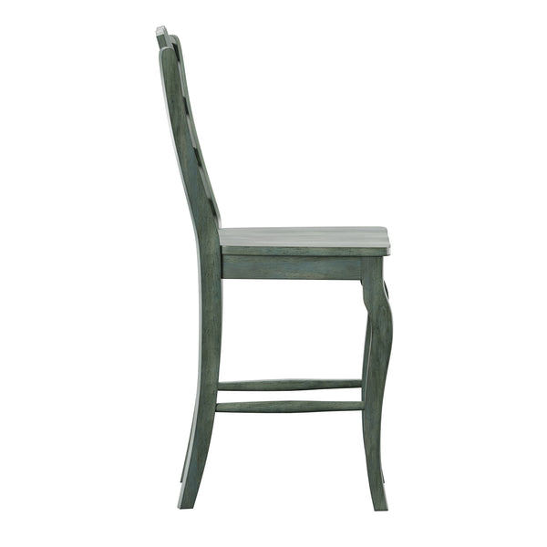Lea Solid Rubberwood French Ladder Back Counter Stools Set of Two for Kitchen Bar