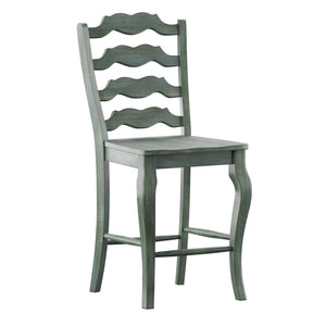 Lea Solid Rubberwood French Ladder Back Counter Stools Set of Two for Kitchen Bar