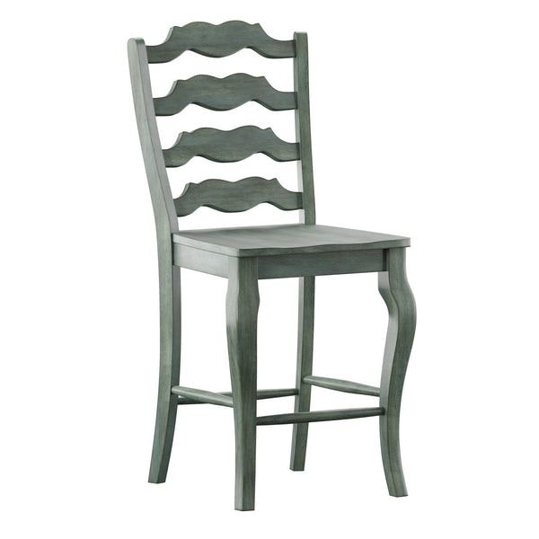 Lea Solid Rubberwood French Ladder Back Counter Stools Set of Two for Kitchen Bar