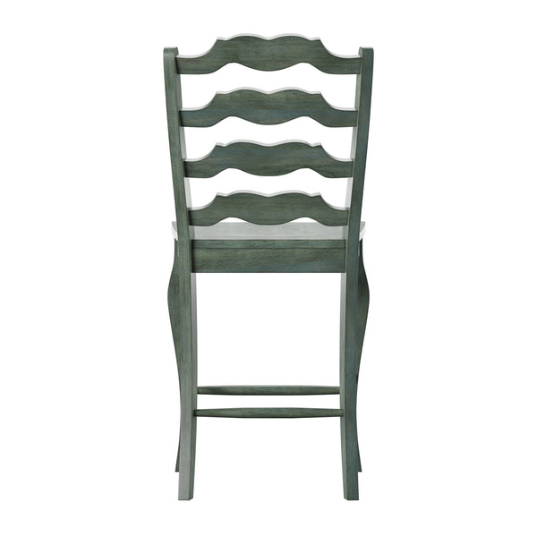 Lea Solid Rubberwood French Ladder Back Counter Stools Set of Two for Kitchen Bar