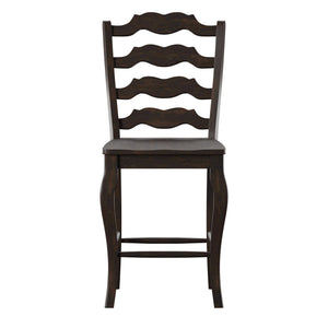 Lea Solid Rubberwood French Ladder Back Counter Stools Set of Two for Kitchen Bar