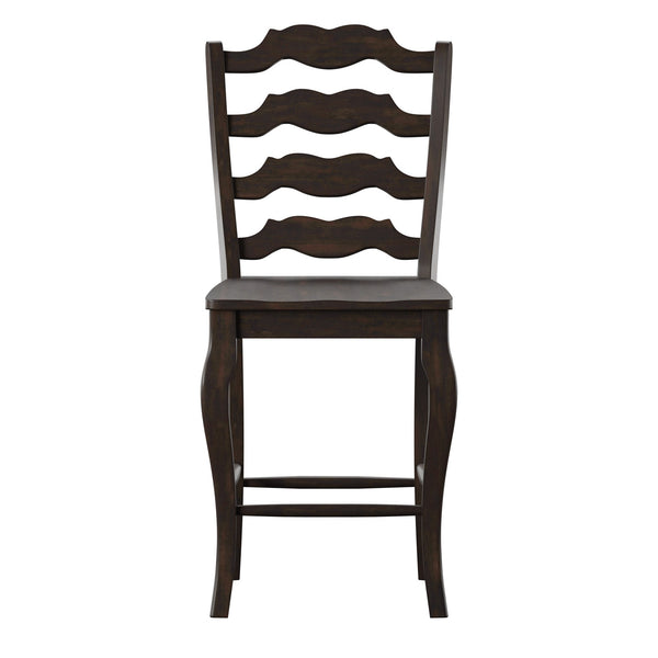 Lea Solid Rubberwood French Ladder Back Counter Stools Set of Two for Kitchen Bar