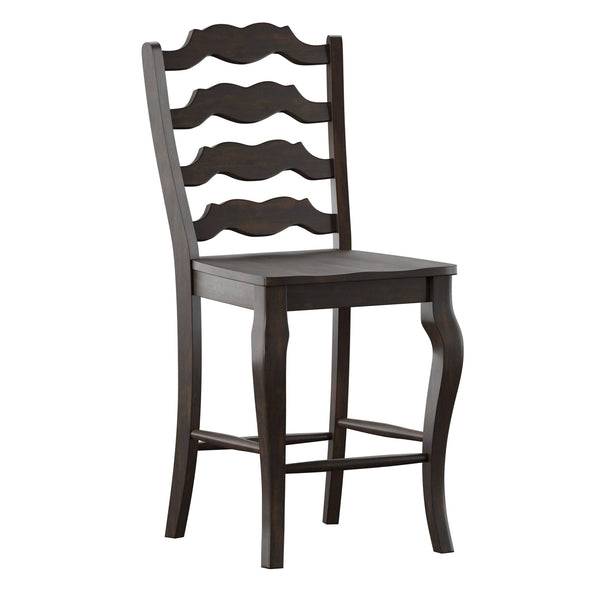 Lea Solid Rubberwood French Ladder Back Counter Stools Set of Two for Kitchen Bar