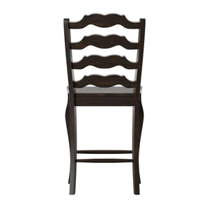 Lea Solid Rubberwood French Ladder Back Counter Stools Set of Two for Kitchen Bar
