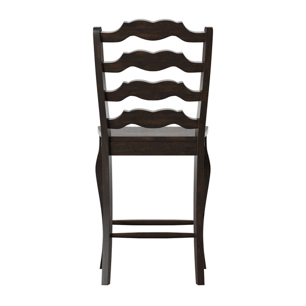 Lea Solid Rubberwood French Ladder Back Counter Stools Set of Two for Kitchen Bar