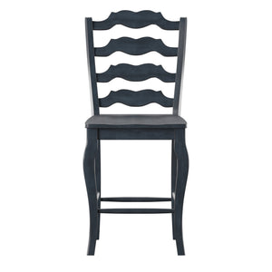 Lea Solid Rubberwood French Ladder Back Counter Stools Set of Two for Kitchen Bar