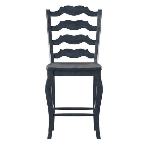 Lea Solid Rubberwood French Ladder Back Counter Stools Set of Two for Kitchen Bar