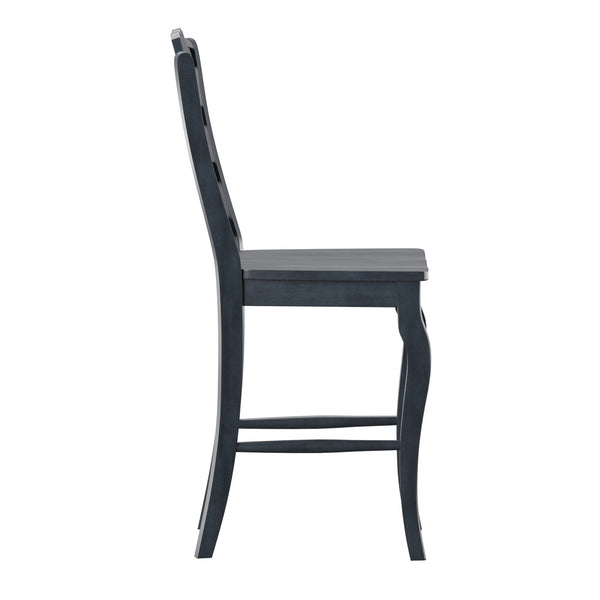 Lea Solid Rubberwood French Ladder Back Counter Stools Set of Two for Kitchen Bar