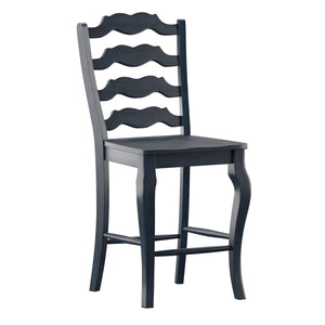 Lea Solid Rubberwood French Ladder Back Counter Stools Set of Two for Kitchen Bar