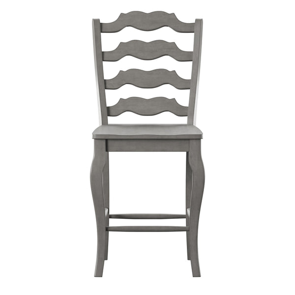 Lea Solid Rubberwood French Ladder Back Counter Stools Set of Two for Kitchen Bar