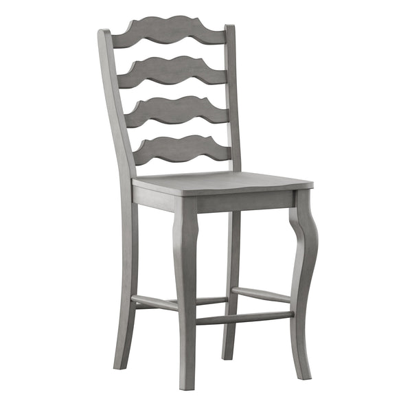 Lea Solid Rubberwood French Ladder Back Counter Stools Set of Two for Kitchen Bar