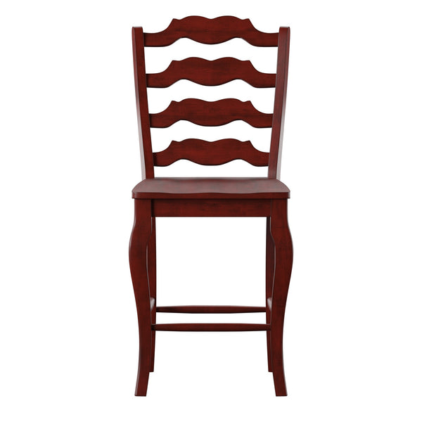 Lea Solid Rubberwood French Ladder Back Counter Stools Set of Two for Kitchen Bar