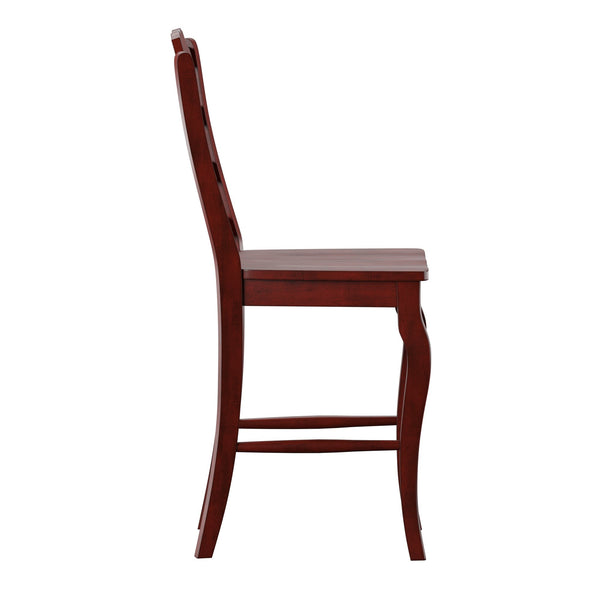Lea Solid Rubberwood French Ladder Back Counter Stools Set of Two for Kitchen Bar