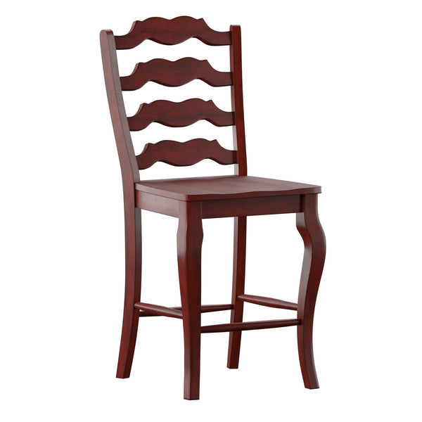 Lea Solid Rubberwood French Ladder Back Counter Stools Set of Two for Kitchen Bar