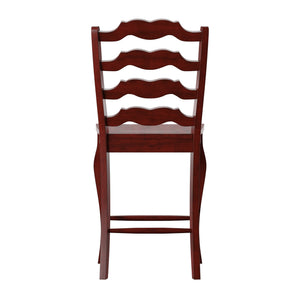 Lea Solid Rubberwood French Ladder Back Counter Stools Set of Two for Kitchen Bar