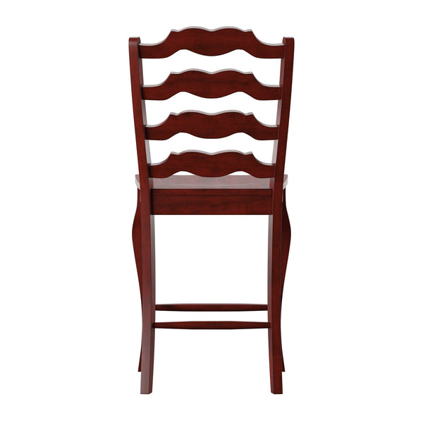 Lea Solid Rubberwood French Ladder Back Counter Stools Set of Two for Kitchen Bar