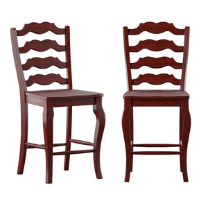 Lea Solid Rubberwood French Ladder Back Counter Stools Set of Two for Kitchen Bar