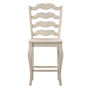 Lea Solid Rubberwood French Ladder Back Counter Stools Set of Two for Kitchen Bar