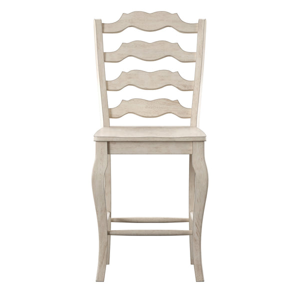 Lea Solid Rubberwood French Ladder Back Counter Stools Set of Two for Kitchen Bar