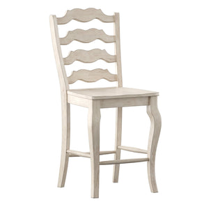 Lea Solid Rubberwood French Ladder Back Counter Stools Set of Two for Kitchen Bar