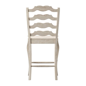 Lea Solid Rubberwood French Ladder Back Counter Stools Set of Two for Kitchen Bar