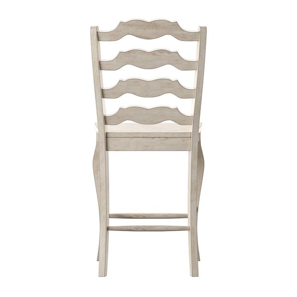 Lea Solid Rubberwood French Ladder Back Counter Stools Set of Two for Kitchen Bar