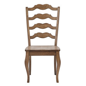 Lea Solid Rubberwood Ladder Back Dining Chairs French Country Style Set of Two