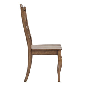 Lea Solid Rubberwood Ladder Back Dining Chairs French Country Style Set of Two