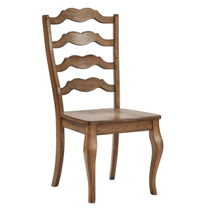 Lea Solid Rubberwood Ladder Back Dining Chairs French Country Style Set of Two