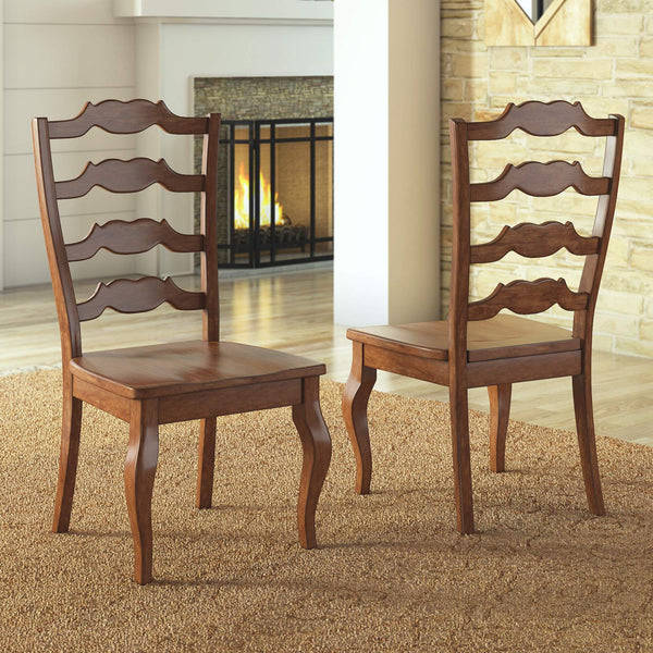 Lea Solid Rubberwood Ladder Back Dining Chairs French Country Style Set of Two