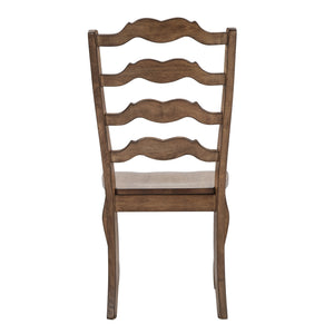 Lea Solid Rubberwood Ladder Back Dining Chairs French Country Style Set of Two