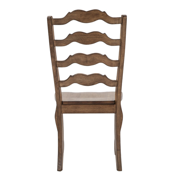 Lea Solid Rubberwood Ladder Back Dining Chairs French Country Style Set of Two