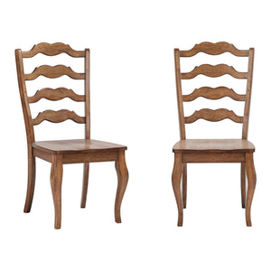 Lea Solid Rubberwood Ladder Back Dining Chairs French Country Style Set of Two