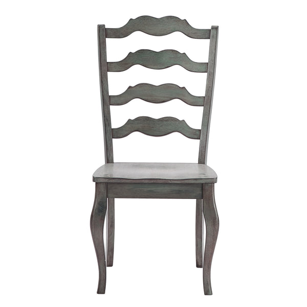 Lea Solid Rubberwood Ladder Back Dining Chairs French Country Style Set of Two