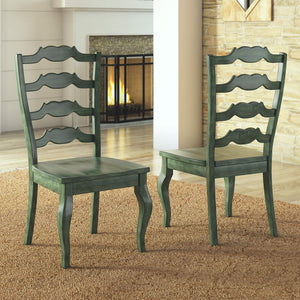 Lea Solid Rubberwood Ladder Back Dining Chairs French Country Style Set of Two
