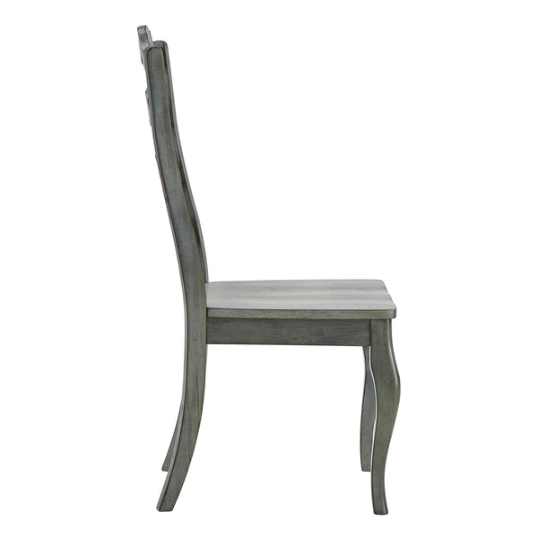 Lea Solid Rubberwood Ladder Back Dining Chairs French Country Style Set of Two