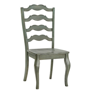 Lea Solid Rubberwood Ladder Back Dining Chairs French Country Style Set of Two