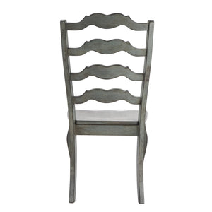Lea Solid Rubberwood Ladder Back Dining Chairs French Country Style Set of Two