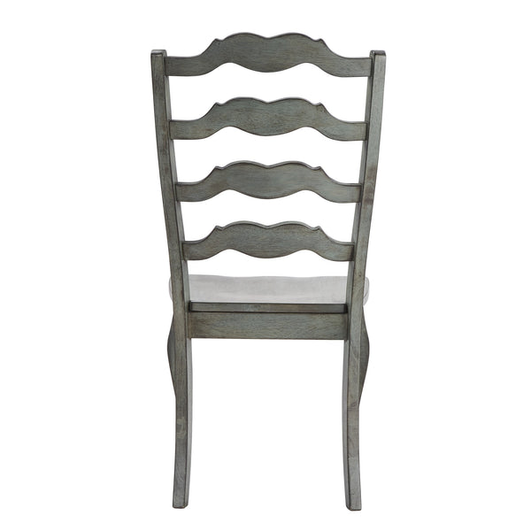 Lea Solid Rubberwood Ladder Back Dining Chairs French Country Style Set of Two