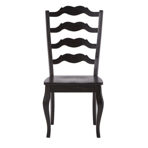 Lea Solid Rubberwood Ladder Back Dining Chairs French Country Style Set of Two