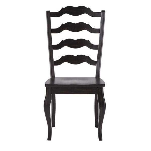 Lea Solid Rubberwood Ladder Back Dining Chairs French Country Style Set of Two
