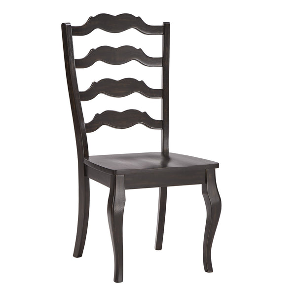 Lea Solid Rubberwood Ladder Back Dining Chairs French Country Style Set of Two