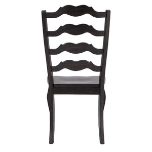 Lea Solid Rubberwood Ladder Back Dining Chairs French Country Style Set of Two