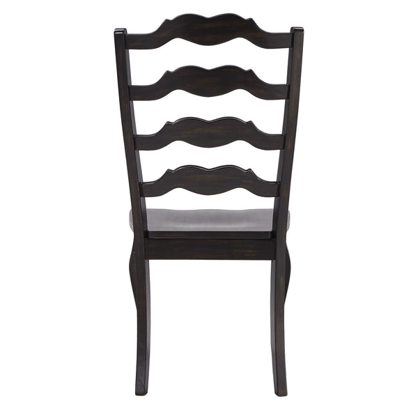 Lea Solid Rubberwood Ladder Back Dining Chairs French Country Style Set of Two