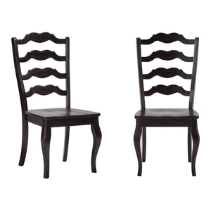 Lea Solid Rubberwood Ladder Back Dining Chairs French Country Style Set of Two